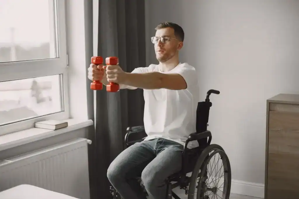 Image of man doing exercise in his wheelchair to aid weight loss Herne Bay