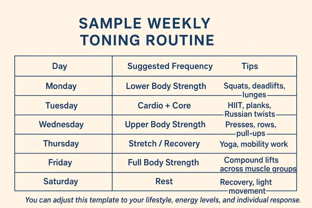 Achieving the Perfect Tone: How Often Should You Exercise for Results? 4 Weekly exercise Herne Bay plan graphic