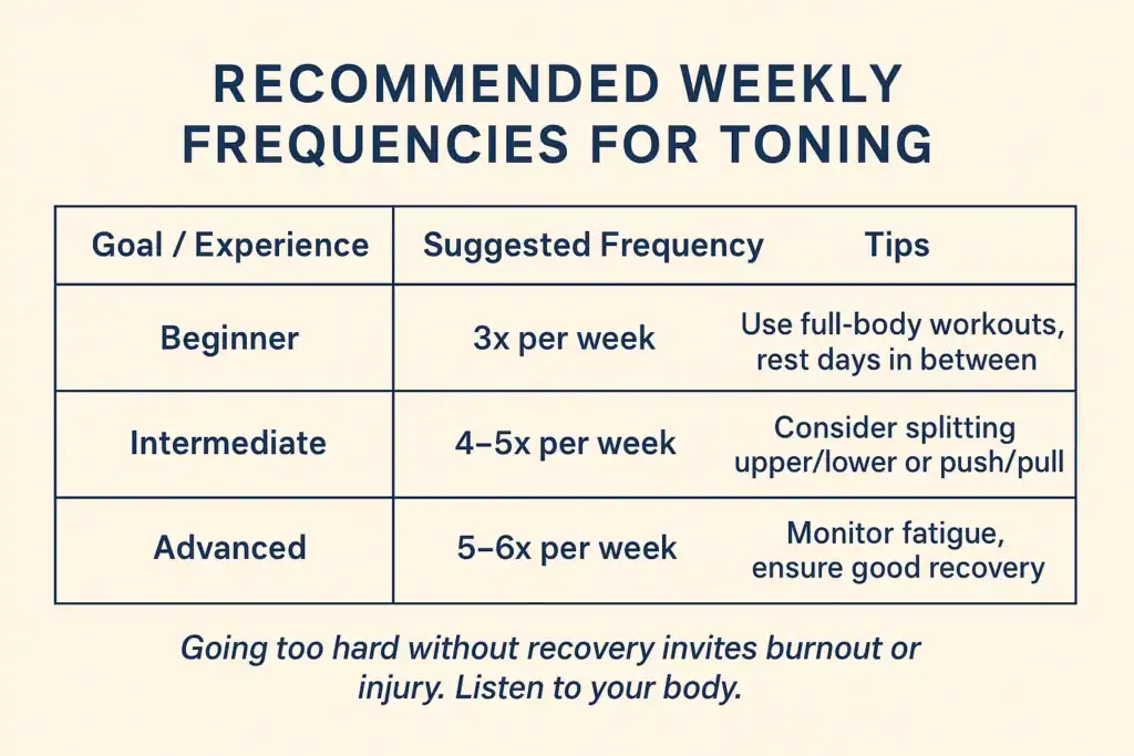 Achieving the Perfect Tone: How Often Should You Exercise for Results? 2 Graphic to show how often you should do exercise to help with toning Herne Bay